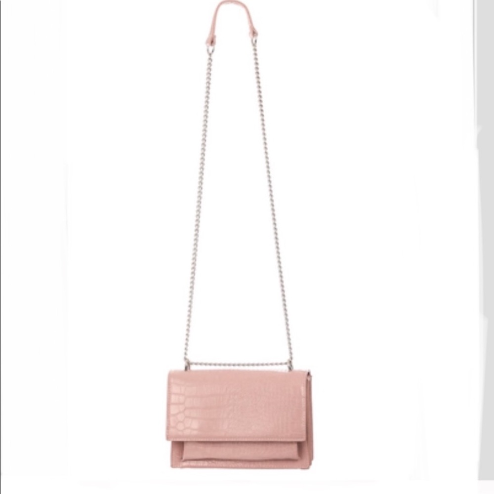 "Emily" Pink Croc Embossed Handbag - Picture 5 of 8